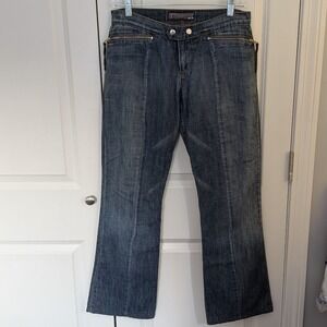 Joes Jeans Women's Flare Dark Wash Zipper Detail Low Rise Jeans Size‎ 4/27 Y2K